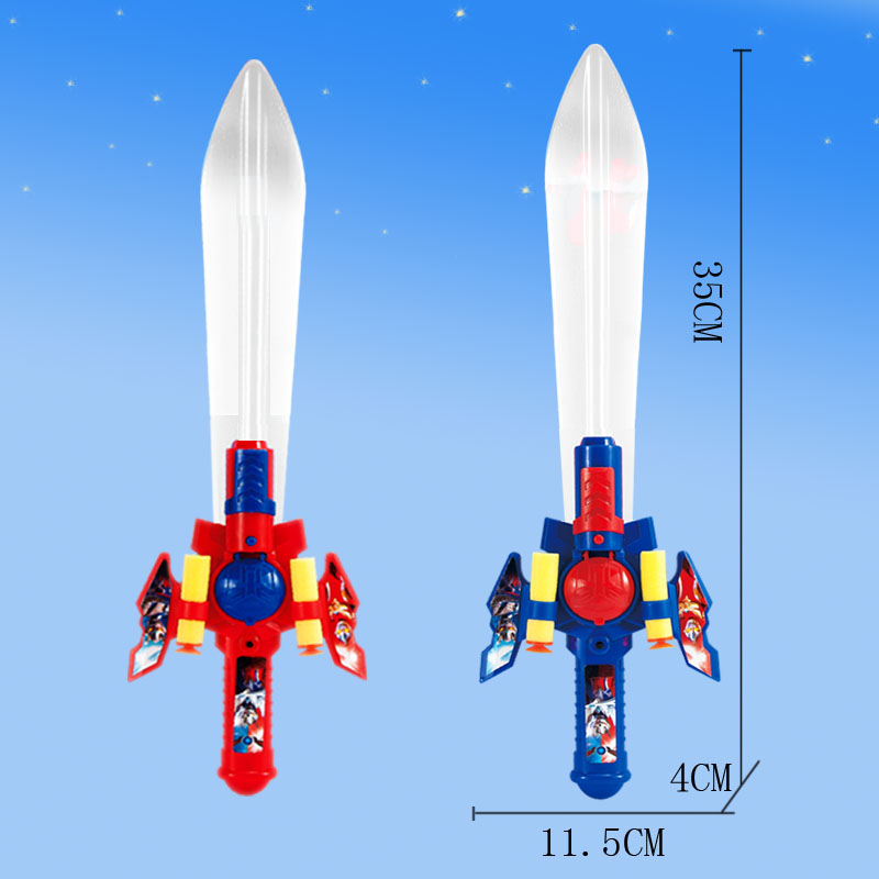 Sound light emitted sword children's toys launched soft bomb flash music Aurora soft sword soft bullet launch electric flash
