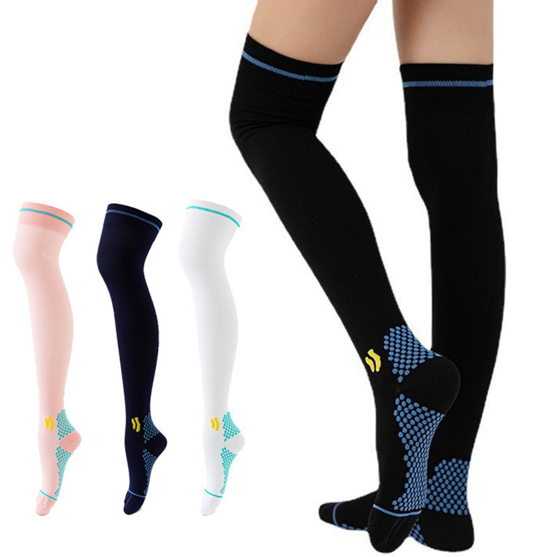 Over-The-Knee Long Sports Socks for Men and Women, Elastic Compression Socks, Outdoor Running Fitness Solid Color Long Socks, Breathable Non-Slip Knee Protection Over-The-Knee Long Sports Socks for Men and Women, Elastic Compression Socks, Outdoor Running Fitness Solid Color Long Socks, Breathable Non-Slip Knee Protection