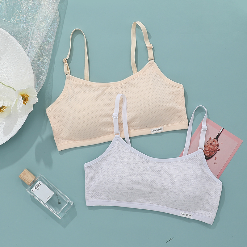 Beautiful back bra hot style sports underwear female students high school without steel ring gathered small chest girl vest style bra