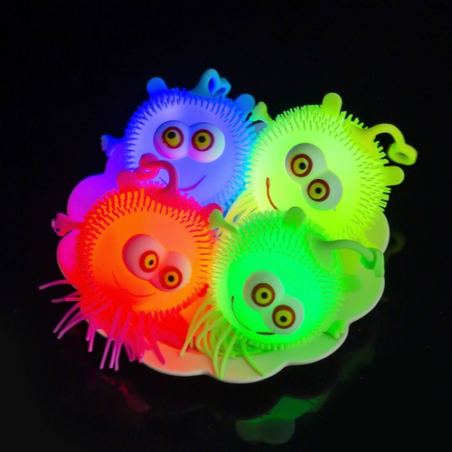 Разноцветный фугу мяч, мигающий светящийся шар, игрушка для прыжков, осьминог, антистресс