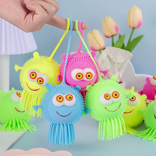 Разноцветный фугу мяч, мигающий светящийся шар, игрушка для прыжков, осьминог, антистресс