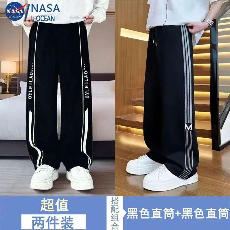 Nasa Loose and Versatile Casual Pants for Men, Spring and Autumn Straight-Leg Trousers, 2025 New Wide-Leg Men's Drapey Sweatpants