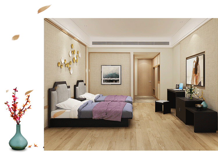 Nội thất khách sạn giường đơn giản cho thuê phòng khách sạn giường nhanh khách sạn nội thất căn hộ tiêu chuẩn phòng đầy đủ giường tùy chỉnh smart tivi