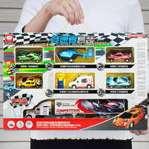 Childrens large engineering vehicle set fire truck container truck police car sanitation vehicle military vehicle tank plane toy car