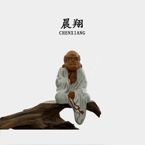 Chenxiang Ru kiln open Film tea pet ceramic purple sand Gao kiln crafts home tea art ornaments Dharma Wu Zen