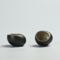Chen Xiang Zen style Black handmade stone glaze coarse pottery Teacup Ceramic Gongfu tea cup Tea cup Japanese master cup