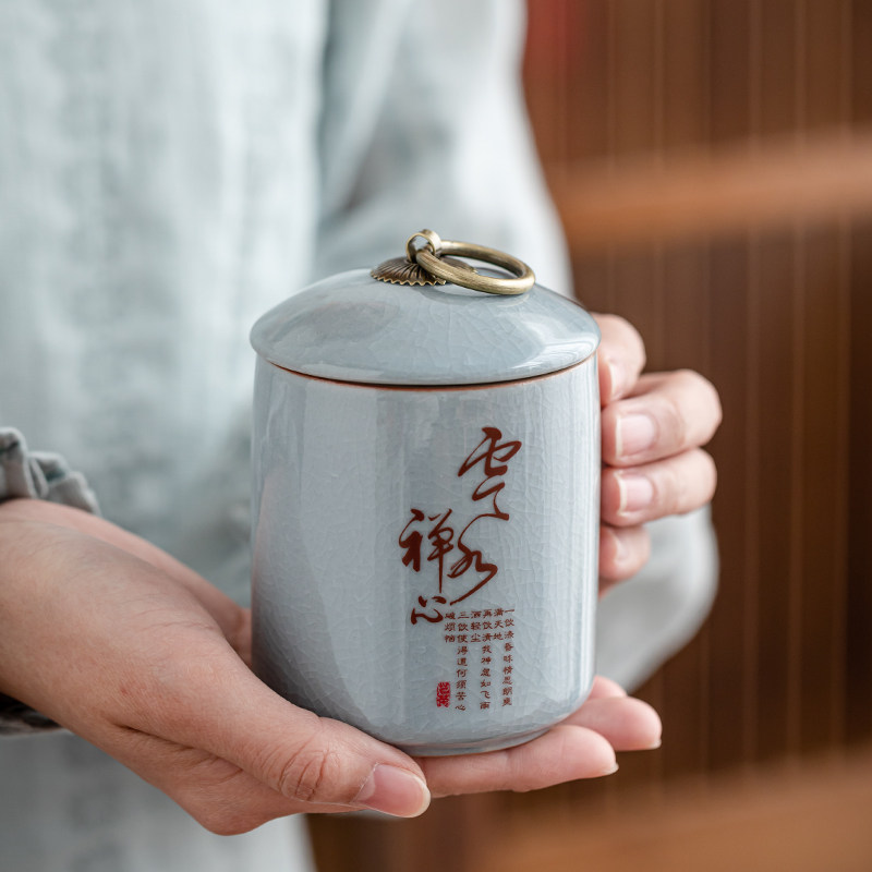 Clearance ceramic tea cans sealed moisture-proof cans Pu'er tea storage box Household storage canned tea containers Tin cans
