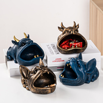 Household cartoon cow ashtray cute creative resin ashtray personality trend car anti-fly ash Nordic ins Wind