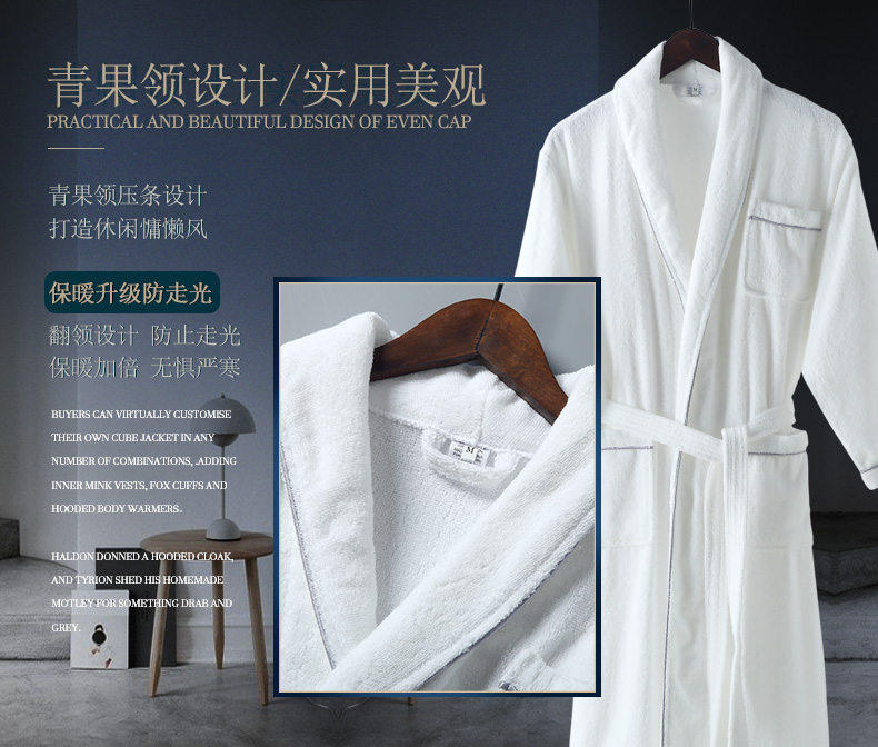 Áo choàng tắm khách sạn năm sao áo choàng tắm nam và nữ mùa thu và mùa đông cotton đôi áo choàng chất liệu khăn bông người lớn hấp thụ nước mềm đồ ngủ thu đông nam nữ