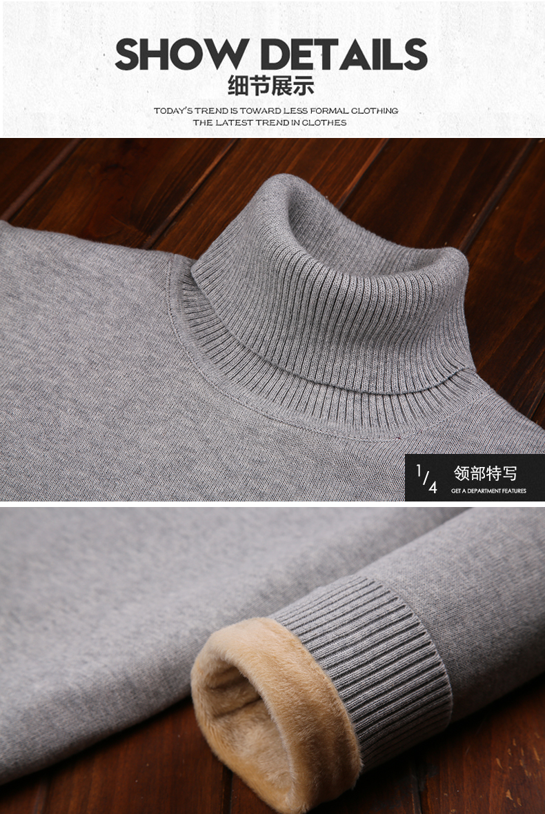Cotton mùa đông mới cộng với nhung dày áo len cao cổ nam phiên bản Hàn Quốc của màu rắn Slim dày dòng áo len quần áo nam áo len đẹp