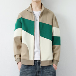 Hong Kong Style Autumn New Men's Cardigan Stand-Up Collar Sweatshirt Straight-Cut Trendy Student Handsome Versatile Sportswear Jacket