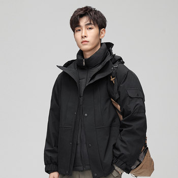 Winter down Jacket for Men and Women, Thickened and Warm, White Goose down Coat, Three-In-One, Cold-Resistant, Fashionable Couple's Jacket