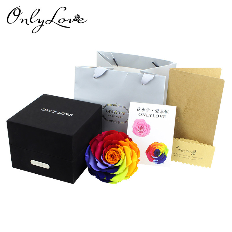 上新进口七彩玫瑰永生花保鲜花礼盒上海北京深圳广州生日花情促销