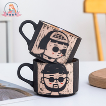 The Seal of the Seal is happy with the Ins Wind personality Creative Artisanal Coarse Pottery Coffee Cup Cute Couple Ceramic Mark Cups Water Glasses