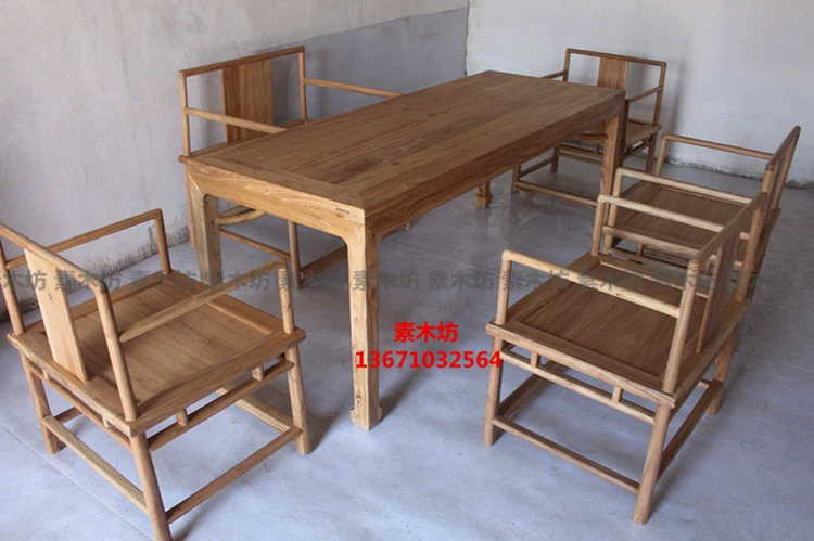 Mới Trung Quốc cũ Elm bàn trà và ghế kết hợp gỗ rắn bàn trà bàn trà phòng trà đồ nội thất phòng B & B Elm miễn phí sơn bàn trà - Bàn trà