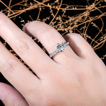 Mozambique zuan jie zhi female 1 karat finds a wedding ring six-claw s925 sterling silver d color mo sang shi diamond ring