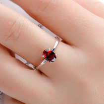 925 sterling silver handmade natural garnet gemstone ring female jewelry jewelry Korean gem ring
