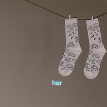  (Ghost horse tide flavor)Graffiti street sports combed cotton pure cotton mid-tube socks piles of socks stockings Cartoon animation