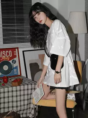 Luminous Mickey short sleeve t-shirt women's long version spring new short sleeve clothes missing student cotton fluorescent t-shirt