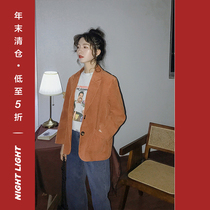 Nightlight Retro port flavor corduroy small blazer 2021 thin female casual fashion suit