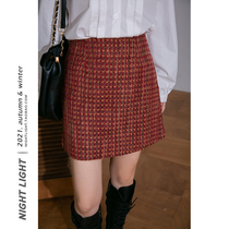 Luminous small fragrant wind red gge half body dress femininity 100 lap high waist 2021 Winter new A character short dress