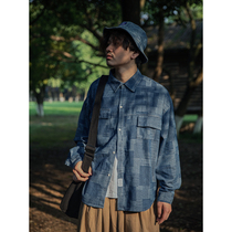 Crisis Youth Denim Shirt Boy New Fall Retro Loose Plaid Blue Broken Floral Slim Fit Long Sleeve Jacket