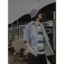 Crisis youth half-sleeve shirt mens summer shirt Japanese color pattern personality design sense Short Sleeve T shirt coat tide