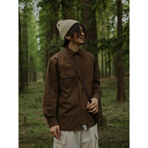 Crisis youth shirt mens long sleeve tooling Spring and Autumn New Japanese retro loose casual solid color shirt coat tide