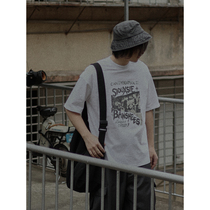 Crisis Youth retro print round neck short sleeve T-shirt men and women Japanese summer loose Joker student coat tide