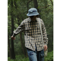 Crisis youth shirt male long sleeve retro woolen spring and autumn plaid shirt Japanese loose student coat tide