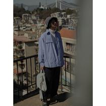 Crisis youth super loose long sleeve shirt male spring and autumn profile shirt pocket retro Japanese simple thin coat