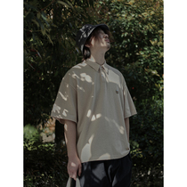 Crisis youth Japanese polo shirt male astronaut head print retro lapel loose simple short sleeve t-shirt