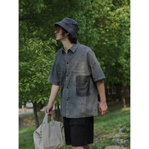 Crisis Youth Summer Mens Shirt Short Sleeves Easy Water Wash for old casual trendy retro T-shirt Half sleeve jacket