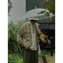 Crisis youth Retro sand wash collarless jacket men and women autumn Japanese loose casual pocket overcoat tide