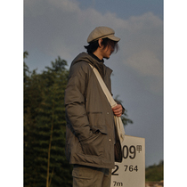 Crisis youth middle-length overalls thick cotton-padded clothes men and women Japanese retro loose hooded warm cotton jacket