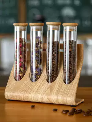 Coffee cooked beans raw beans sample rack baking Depth Display rack coffee shop glass test tube tea display rack