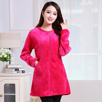 Korean middle-aged women slim home coat zipper overalls women winter plus velvet padded bib winter 2018