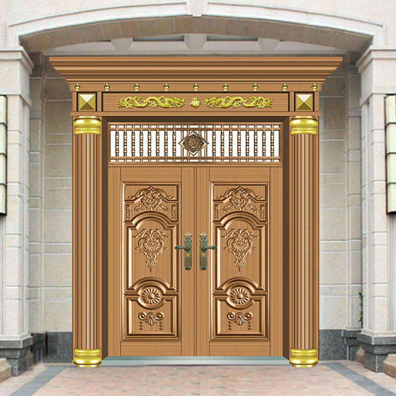 Stainless steel door Roman column door 304 anti-theft door entry door double door entry door Chinese villa door