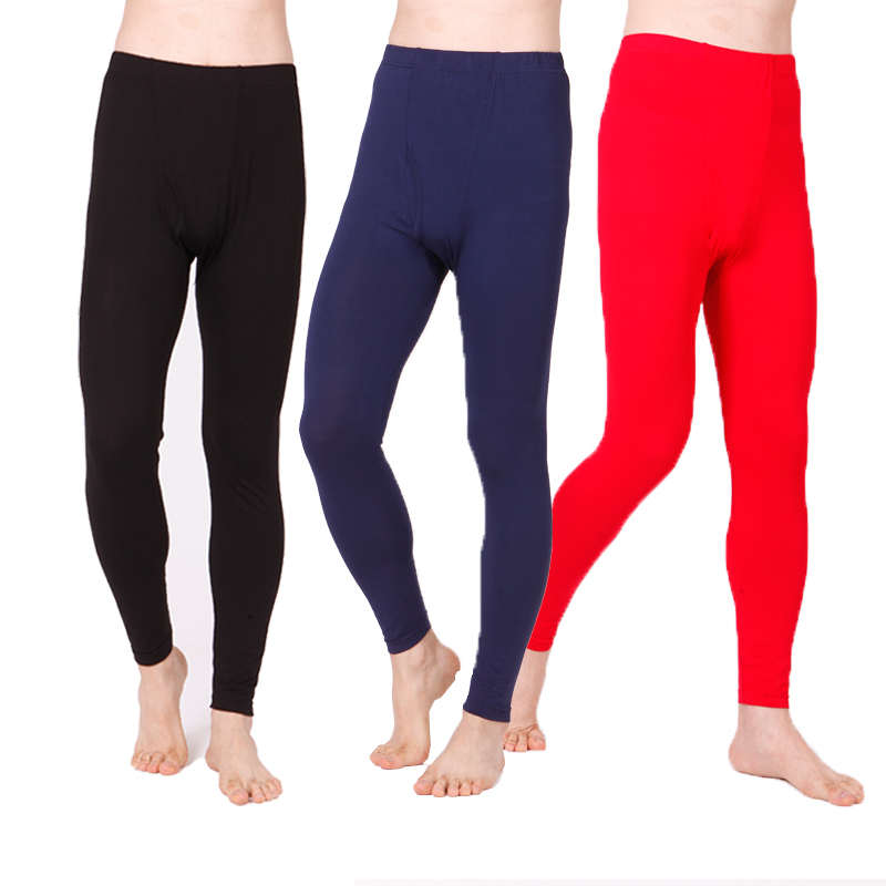 Mens Lycra bông cuộc sống cũ màu đỏ một mảnh quần mùa thu thanh niên mens mỏng quần đáy quần ấm áp