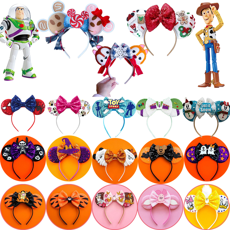 Toy Story 4 Headband Cartoon Disney Headband and Bow Hair Accessory Mickey Minnie Hair Clip Birthday Gift
