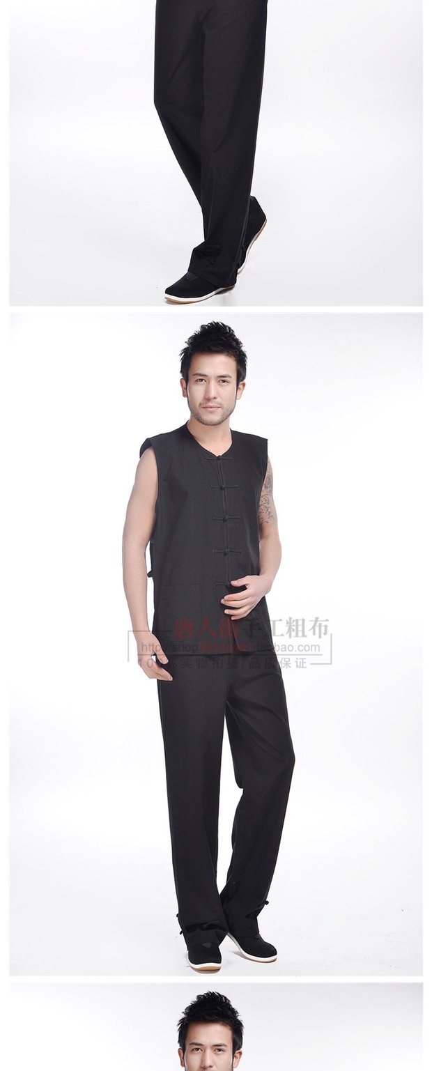 Trang phục dân tộc trung niên ngựa ổn định Trung Quốc Tang phù hợp với vải cotton cũ áo len thô cộng với phân bón để tăng màu đen và trắng rắn áo thể thao