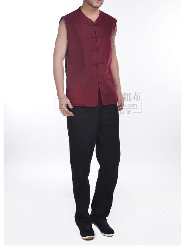 Trang phục dân tộc trung niên ngựa ổn định Trung Quốc Tang phù hợp với vải cotton cũ áo len thô cộng với phân bón để tăng màu đen và trắng rắn áo thể thao
