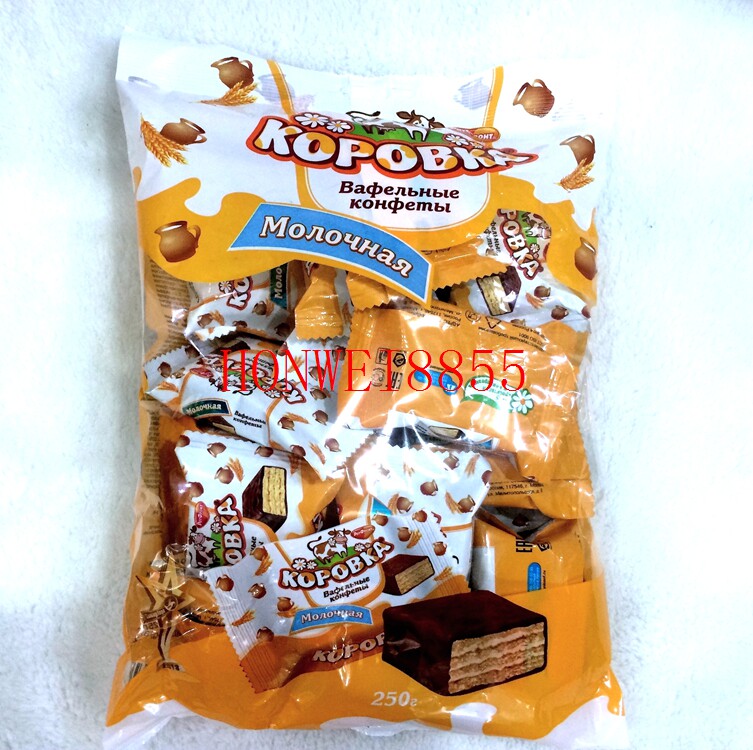 Imported Russian chocolate sandwich wafer candy cow biscuit gift bag 250g 2 bags