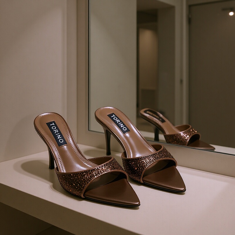 2026 Summer New Style Elegant Pointed Toe Open-Toe Stiletto Slip-On Sandals for Women, Light Luxury Sexy Rhinestone High Heels for Women