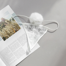 My little hair ball sexy cute womens embroidered white temptation sex panties rabbit tail thong T pants