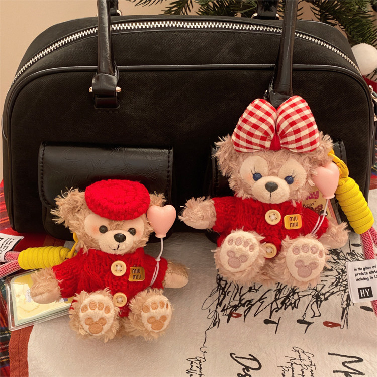 Декоративная подвеска 手作miu风雪莉玫玫达菲小熊包包挂件毛绒公仔挂饰圣诞礼物送女生