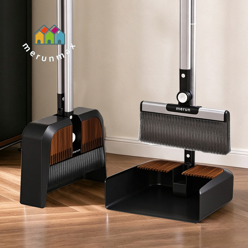 British Broom and Dustpan Set for Home Use, Soft Bristle Broom That Doesn'T Stick to Hair, Foldable for Storage, High Aesthetic Value, Vintage Style
