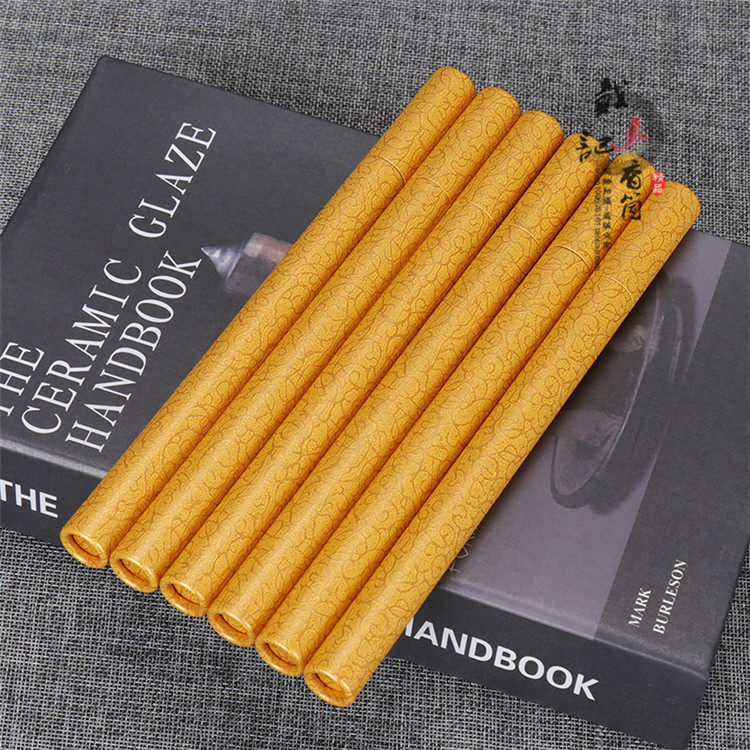 Incense tube incense tube incense box 10 grams rattan striped bright gold agarwood tube spot paper incense tube spot cylinder carton