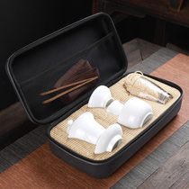 Dehua Japanese Kung Fu tea set complete set of ceramic glass hat cup Outdoor car portable travel travel tea maker
