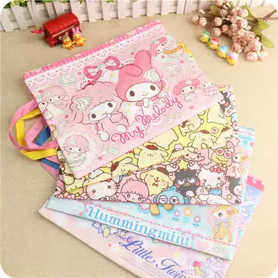 Korean stationery cute cartoon student document bag data storage bag thickened A4 single layer canvas zipper bag wholesale